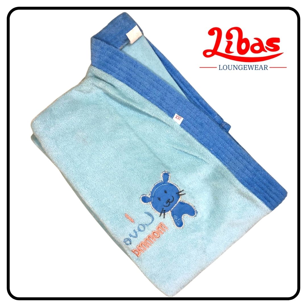 Sky blue towel material kids bathrobe from libas loungewear-KB013 Sky blue towel material kids bathrobe from libas loungewear-KB013
