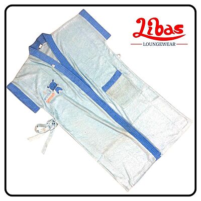 Sky blue towel material kids bathrobe from libas loungewear-KB013