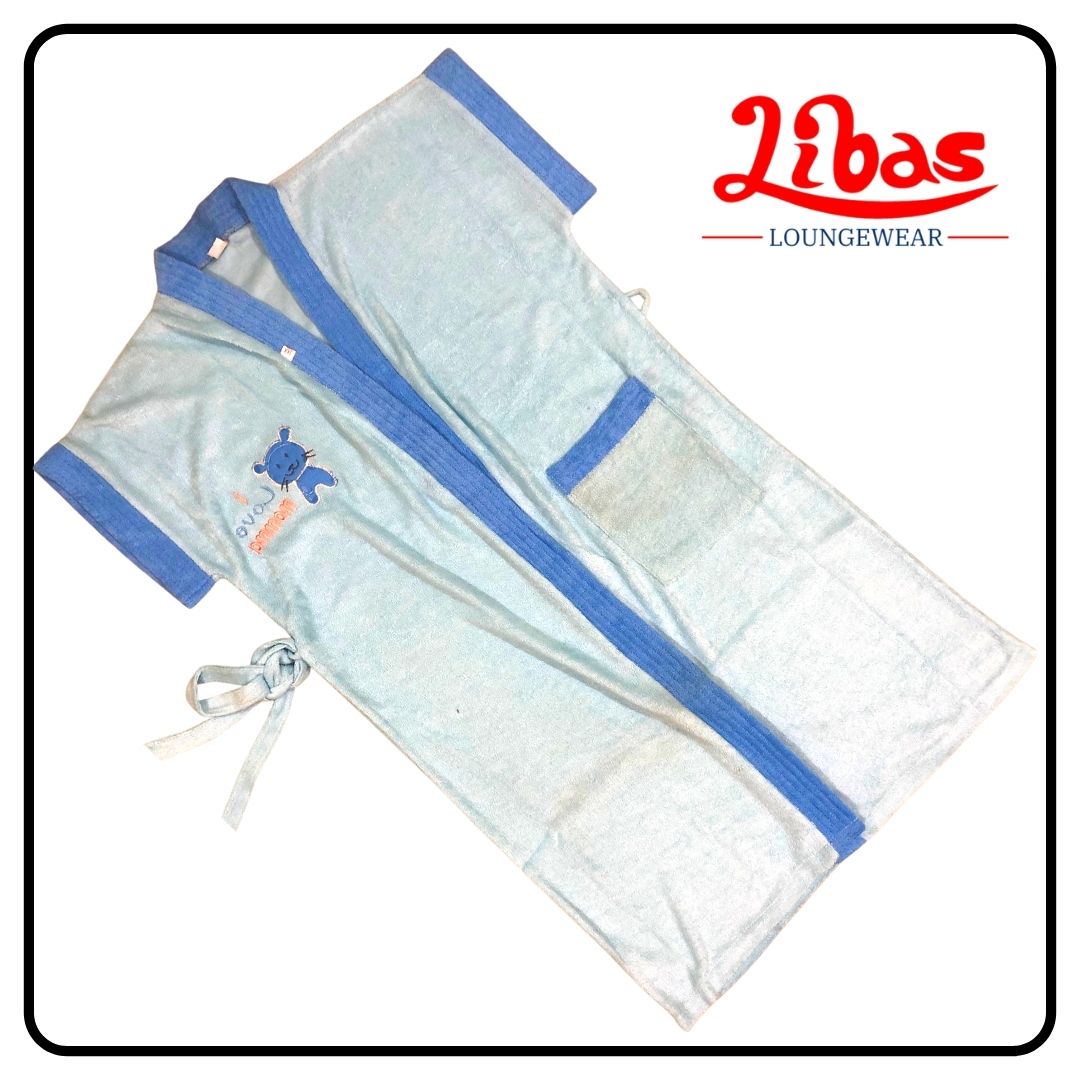 Sky blue towel material kids bathrobe from libas loungewear-KB013 Sky blue towel material kids bathrobe from libas loungewear-KB013