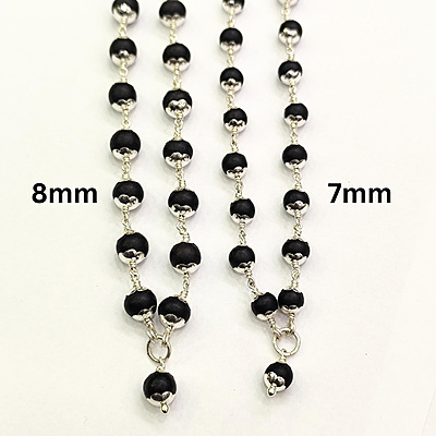 Karungali Silver Mala 7mm | Pure Silver Caps | Ebony Wood 54 beeds Karungali Silver Mala 7mm | Pure Silver Caps | Ebony Wood 54 beeds