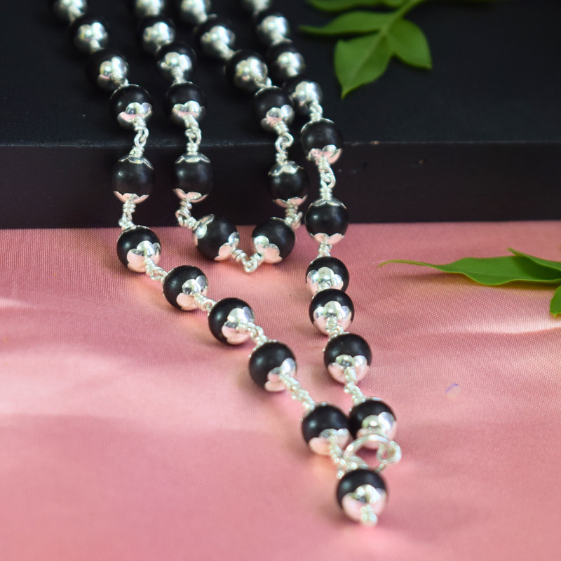 Karungali Silver Mala 8mm | Pure Silver Caps | Ebony Wood 54 beeds Karungali Silver Mala 8mm | Pure Silver Caps | Ebony Wood 54 beeds