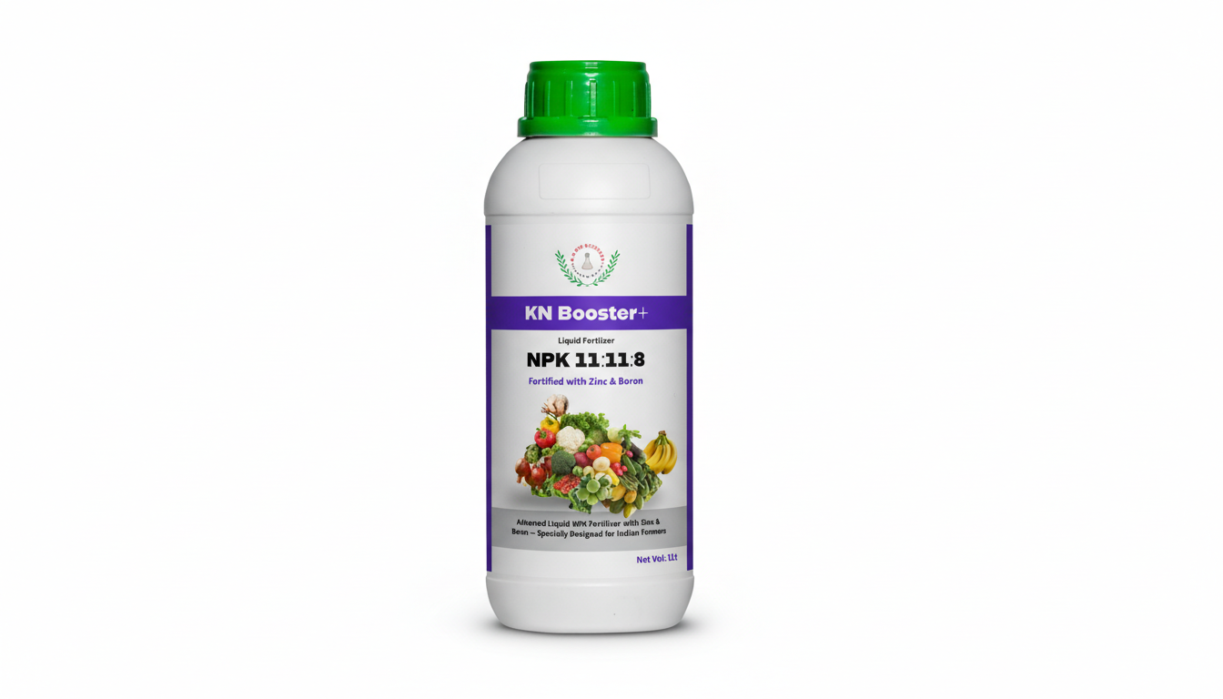 KN Booster+ NPK 11-11-8 Liquid Fertilizer with Zinc & Boron - Complete Crop Nutrition Solution (1L)
