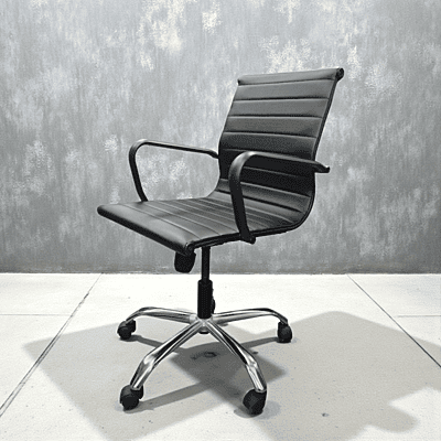 KR Sleek Medium Back Chair||Black||Office Chair