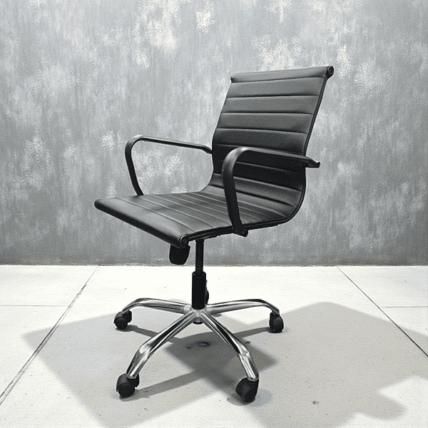 KR Sleek Medium Back Chair||Black||Office Chair