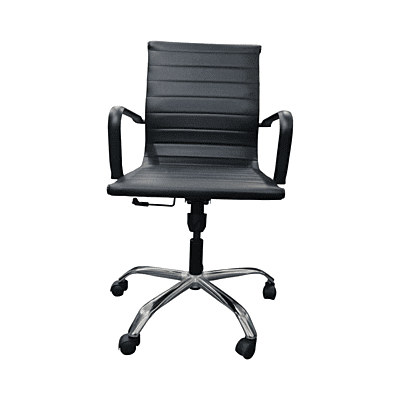 KR Sleek Medium Back Chair||Black||Office Chair