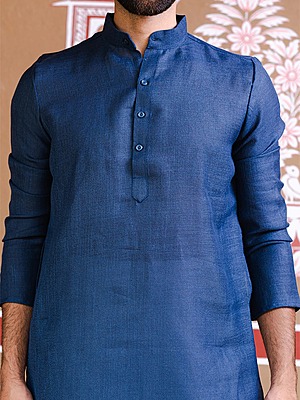Blue Linen Men's Kurta