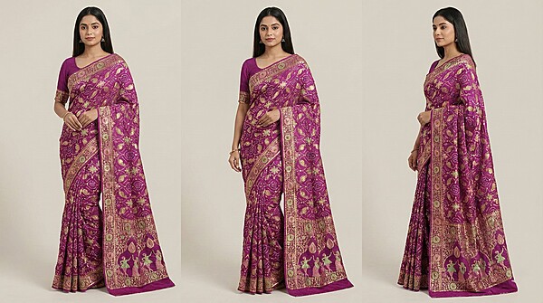 Kala Sanskruti All Over Magenta Calour Color Pure Gaji Silk Bandhani Saree 6.5M with Blouse Piece Elegant Traditional Wear Saree for Women