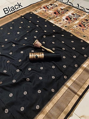 Kanchipuram Silk Saree-Black Kanchipuram Silk Saree-Black