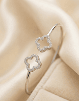 925 Silver Infinite Luck Clover Cuff Bangle
