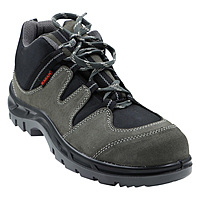 Karam Safety Shoe FS211RG Grey Suede Buff Leather, S.T- DD, PU Sole, Mid Ankle -CE Marked