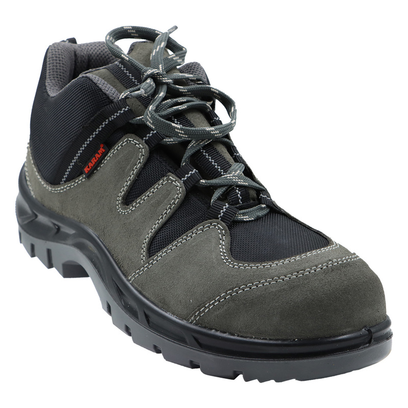 Karam Safety Shoe FS211RG Grey Suede Buff Leather, S.T- DD, PU Sole, Mid Ankle -CE Marked Karam Safety Shoe FS211RG Grey Suede Buff Leather, S.T- DD, PU Sole, Mid Ankle -CE Marked