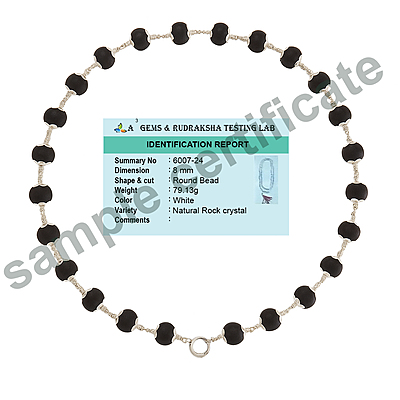 Silver Capped Black Wooden Beads Mala with Rudraksha Pendant Silver Capped Black Wooden Beads Mala with Rudraksha Pendant
