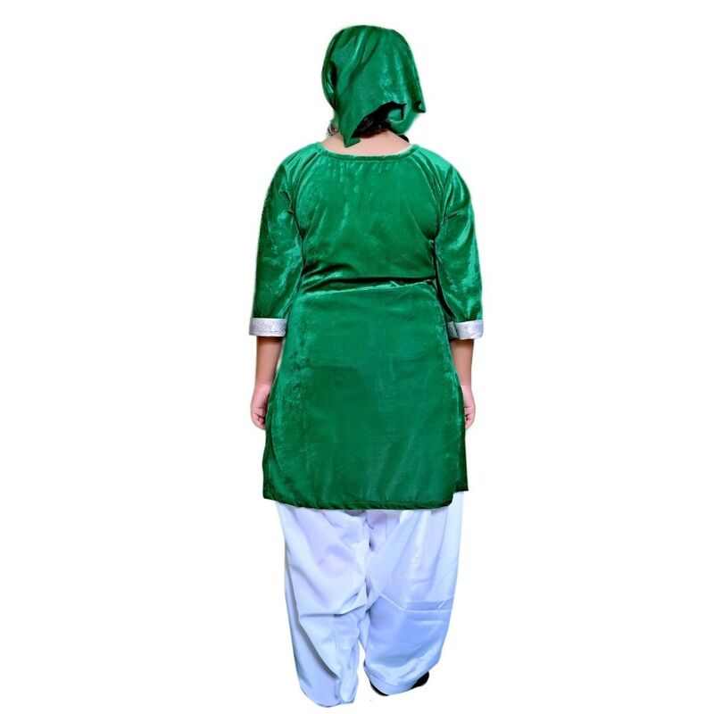 Kashmiri Dance Fancy Dress for Girls Green & White
