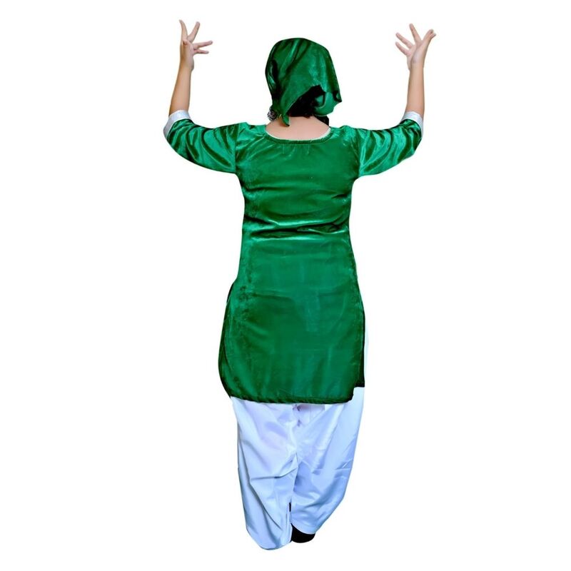 Kashmiri Dance Fancy Dress for Girls Green & White