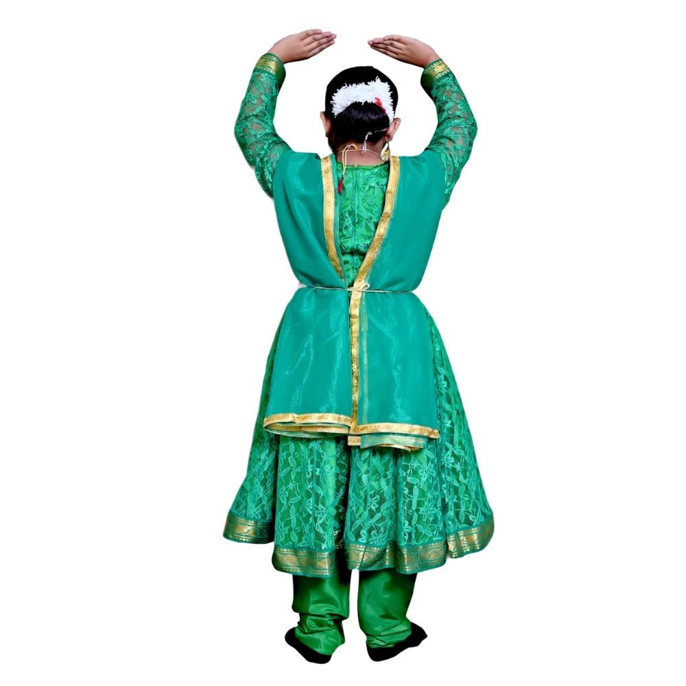 Kathak Dance Dress Anarkali Green Kathak Dance Dress Anarkali Green