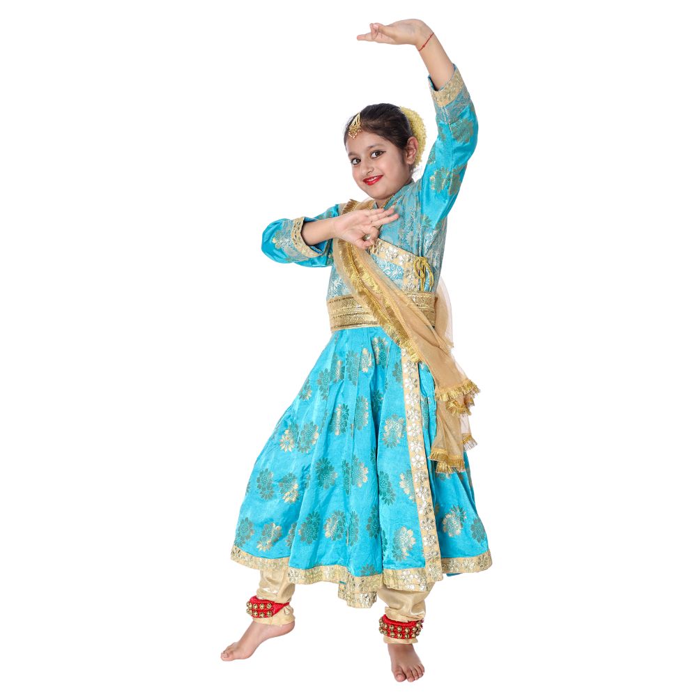 Angrakha Kathak Dance Dress Blue & Golden Angrakha Kathak Dance Dress Blue & Golden