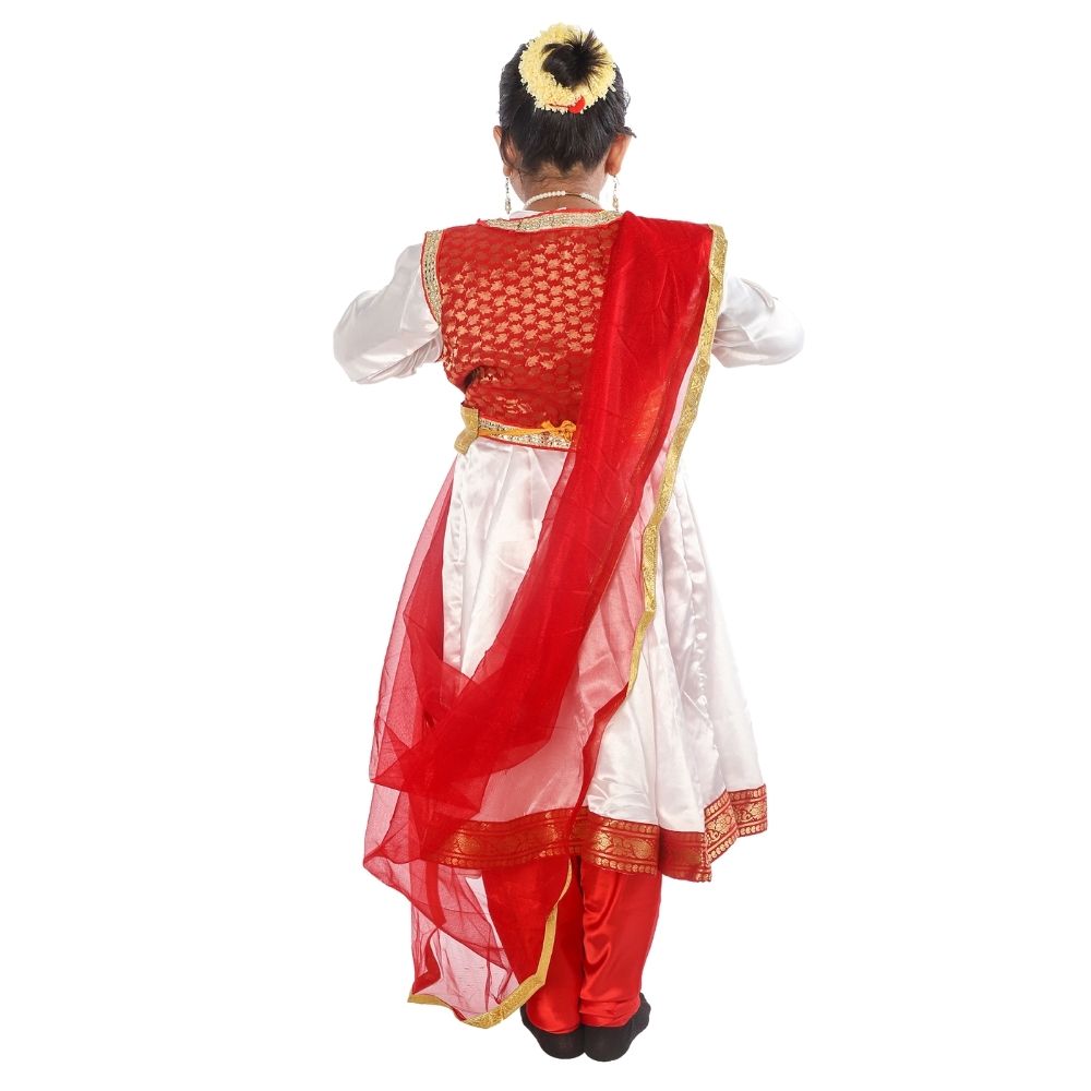 Red & white Kathak Dance Anarkali Dress Red & white Kathak Dance Anarkali Dress
