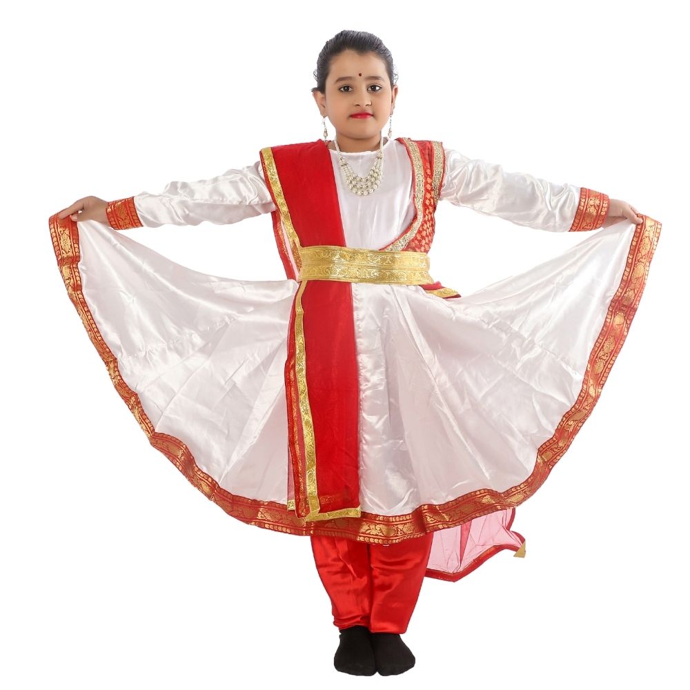 Red & white Kathak Dance Anarkali Dress Red & white Kathak Dance Anarkali Dress