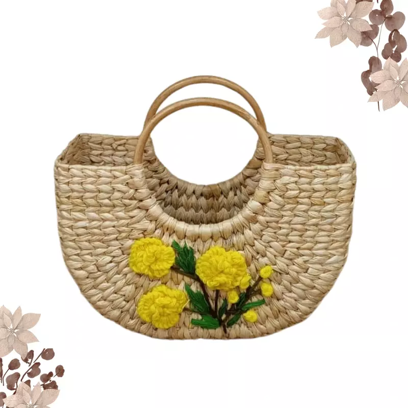 13 inch Kauna gift basket with handle handwoven grass hamper