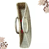 Eco friendly handwoven Kauna storage basket with handle