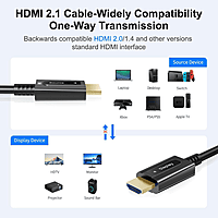 Kelingtone 8K HDMI 2.1 Fiber Optic Cable – Ultra High Speed | 8K UHD | Audio & Video