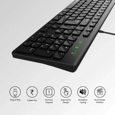 Portronics KI-PAD 2  Wired Keyboard with Gaming Mode, 104 Keys, 1.5M Cable, Ergonomic Keys, Plug  & Play (Black) Portronics KI-PAD 2  Wired Keyboard with Gaming Mode, 104 Keys, 1.5M Cable, Ergonomic Keys, Plug  & Play (Black)