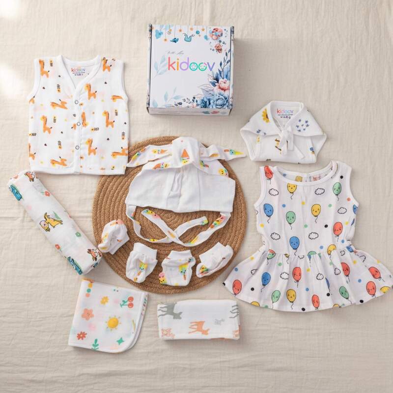 Hello World Baby Girl Clothing Gift Set - Muslin Cotton Essentials