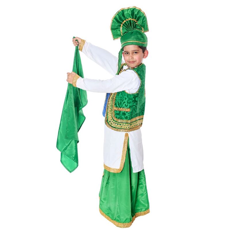 Kids Bhangra Dance Dress Green & White