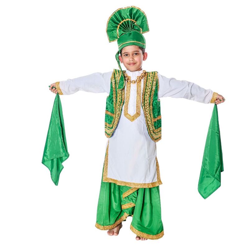 Kids Bhangra Dance Dress Green & White Kids Bhangra Dance Dress Green & White
