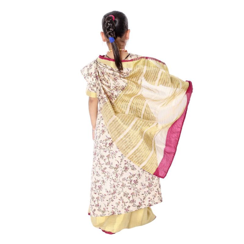 Kids Saree Fancy Dress Costume Cream Kids Saree Fancy Dress Costume Cream
