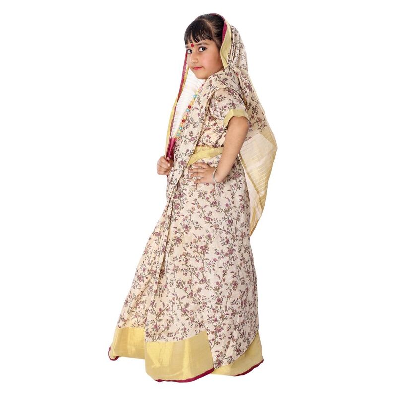 Kids Saree Fancy Dress Costume Cream Kids Saree Fancy Dress Costume Cream