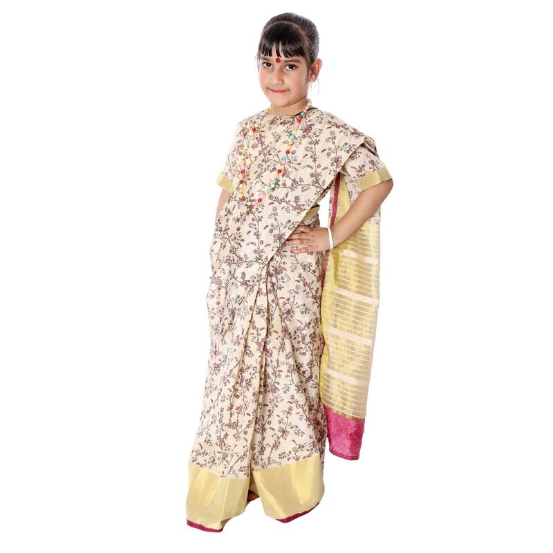 Kids Saree Fancy Dress Costume Cream Kids Saree Fancy Dress Costume Cream