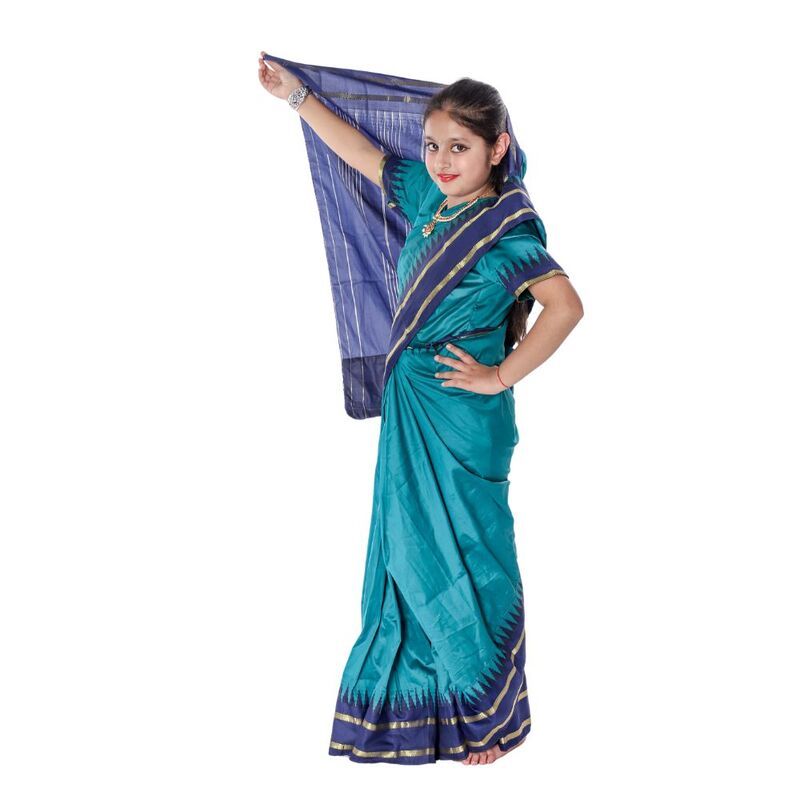 Kids Saree Fancy Dress Costume Firozi Kids Saree Fancy Dress Costume Firozi