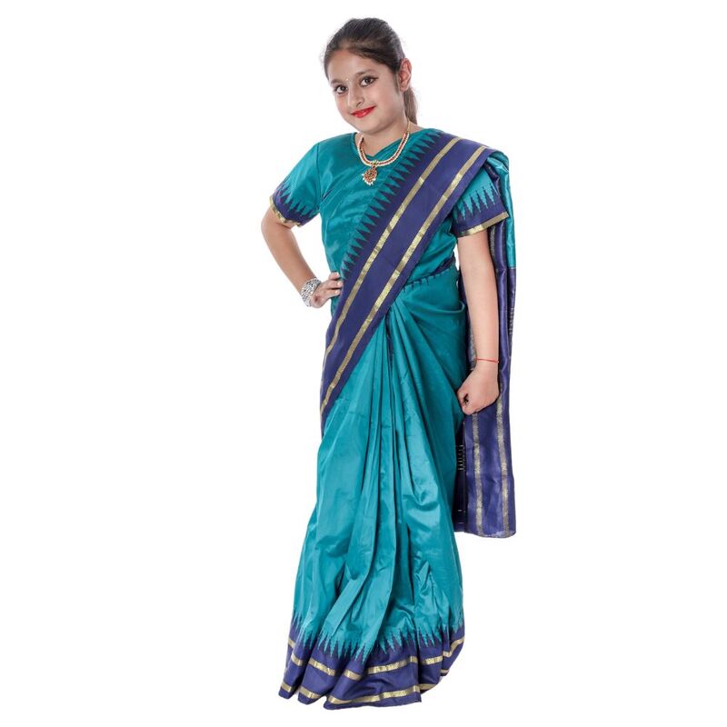 Kids Saree Fancy Dress Costume Firozi Kids Saree Fancy Dress Costume Firozi
