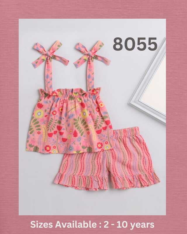 Fine Block Printed Co-Ord Set For Girls Catalogue 1-Peach