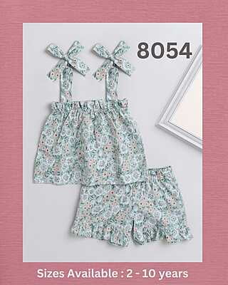Fine Block Printed Co-Ord Set For Girls Catalogue 1-Pista