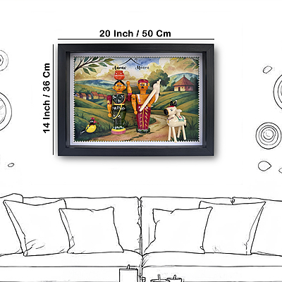 Kisan Katha - Handcrafted Farmer Themed Wall Frame with Wooden Dolls