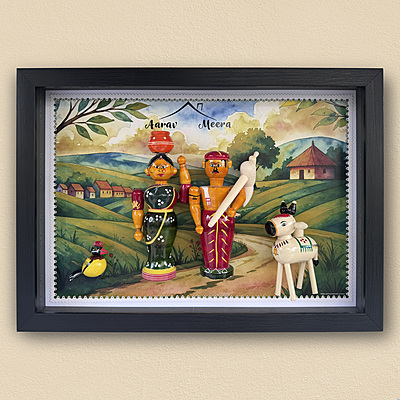 Kisan Katha - Handcrafted Farmer Themed Wall Frame with Wooden Dolls
