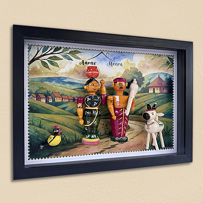 Kisan Katha - Handcrafted Farmer Themed Wall Frame with Wooden Dolls