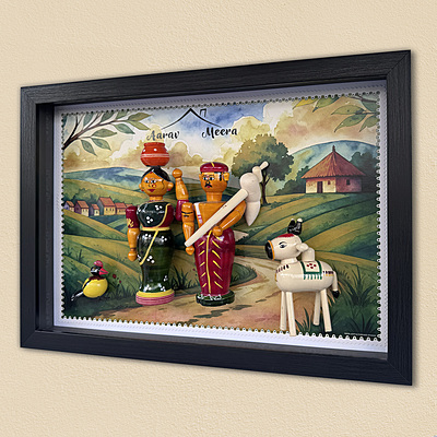 Kisan Katha - Handcrafted Farmer Themed Wall Frame with Wooden Dolls
