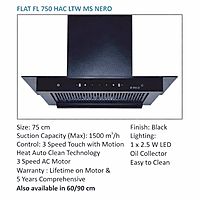 Kitchen Hood Elica 75 FL___ _FL_ HAC Touch MS 0750 1500 BK Flat LTW Kitchen Hood Elica 75 FL___ _FL_ HAC Touch MS 0750 1500 BK Flat LTW