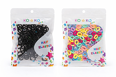 200 Hair Elastics - Soft, No-Damage Hair Ties in Black & Assorted Colors