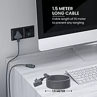 Portronics Konnect G1 Desktop Power Cable – 1.5m, Grey. Durable and flexible, this power cable ensures reliable connectivity for your devices. Perfect for home or office use, it keeps your setup tidy.