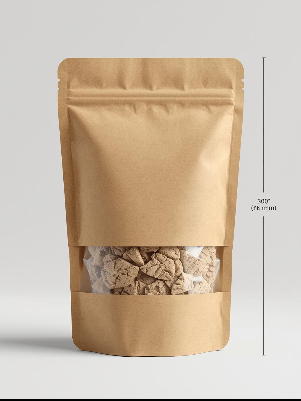 RN1977 - Kraft Standy Pouch with Window - 2000 Grams - 300X400 mm