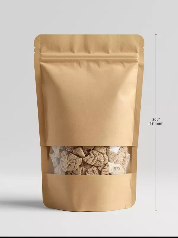 RN1977 - Kraft Standy Pouch with Window - 2000 Grams - 300X400 mm