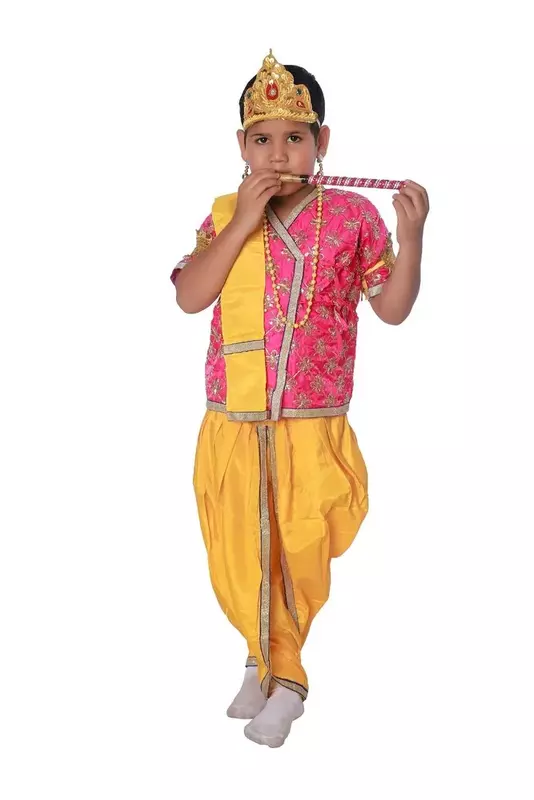 Krishna Fancy Dress Yellow And Pink