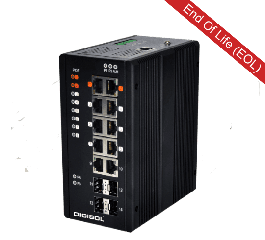 DG-IS4514HP – Digisol L2-Managed Din-Rail Industrial Ethernet Switch