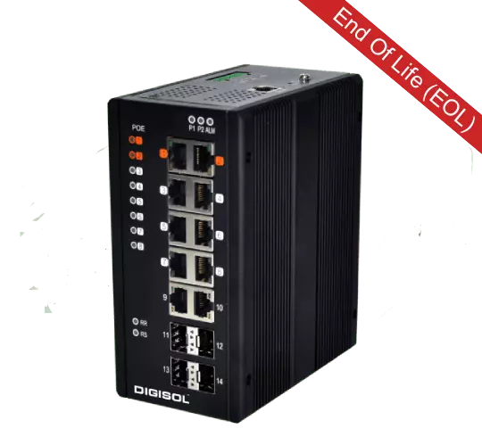 DG-IS4514HP – Digisol L2-Managed Din-Rail Industrial Ethernet Switch