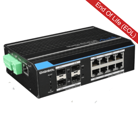 DG-IS4512HPE – Digisol L2-Managed Din-Rail Industrial Gigabit PoE Switch