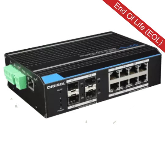 DG-IS4512HPE – Digisol L2-Managed Din-Rail Industrial Gigabit PoE Switch